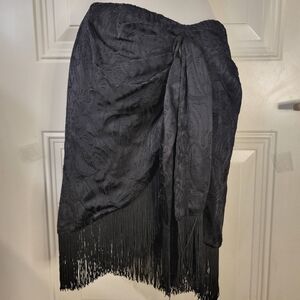 anthropologie black fridge wrap skirt goth whimsical unique size 8 Textured